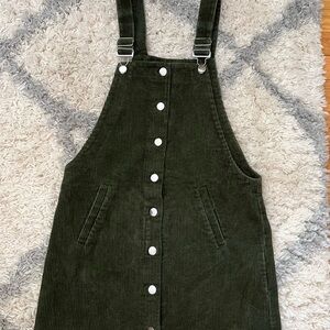 Green Corduroy Overall Dress